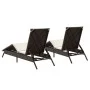 Tumbonas con cojines 2 unidades ratán sintético marrón de , Tumbonas - Ref: Foro24-3261579, Precio: 280,09 €, Descuento: %