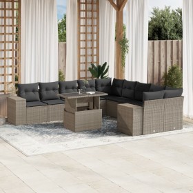 Set de sofás de jardín 11 pzas y cojines ratán sintético gris de , Conjuntos de jardín - Ref: Foro24-3269432, Precio: 885,19 ...