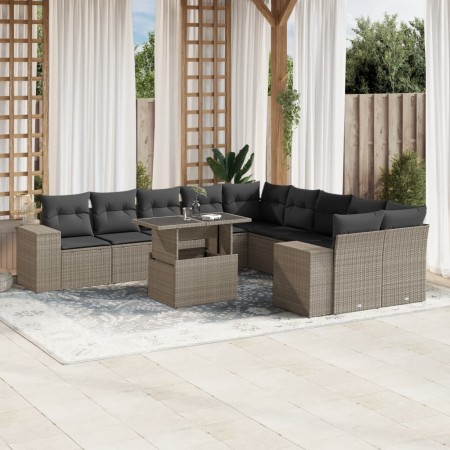 Set de sofás de jardín 11 pzas y cojines ratán sintético gris de , Conjuntos de jardín - Ref: Foro24-3269432, Precio: 885,19 ...