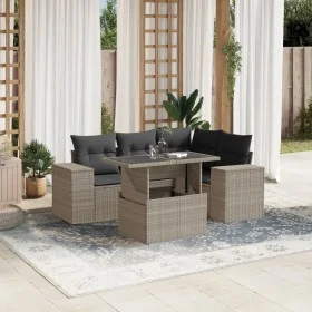 Set de sofás jardín y cojines 5 pzas ratán sintético gris claro de , Conjuntos de jardín - Ref: Foro24-3269142, Precio: 435,5...