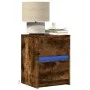 Mesita de noche con luces LED madera ingeniería roble ahumado de , Mesitas de noche - Ref: Foro24-852041, Precio: 47,32 €, De...