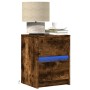 Mesita de noche con luces LED madera ingeniería roble ahumado de , Mesitas de noche - Ref: Foro24-852041, Precio: 47,92 €, De...