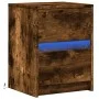 Mesita de noche con luces LED madera ingeniería roble ahumado de , Mesitas de noche - Ref: Foro24-852041, Precio: 47,32 €, De...