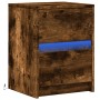 Mesita de noche con luces LED madera ingeniería roble ahumado de , Mesitas de noche - Ref: Foro24-852041, Precio: 47,92 €, De...