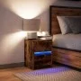 Mesita de noche con luces LED madera ingeniería roble ahumado de , Mesitas de noche - Ref: Foro24-852041, Precio: 47,32 €, De...