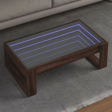 Mesa de centro con Infinity LED marrón roble 90x53x30 cm de , Mesas de centro - Ref: Foro24-847643, Precio: 99,99 €, Descuent...