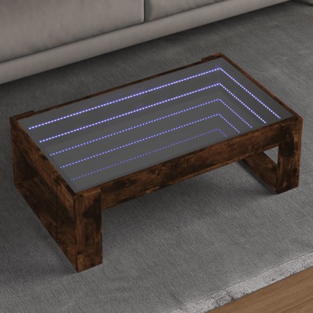 Mesa de centro con Infinity LED roble ahumado 90x53x30 cm de , Mesas de centro - Ref: Foro24-847641, Precio: 98,20 €, Descuen...