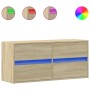 Mueble de TV de pared con luces LED roble Sonoma 100x31x45 cm de , Muebles TV - Ref: Foro24-852294, Precio: 76,61 €, Descuent...