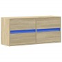 Mueble de TV de pared con luces LED roble Sonoma 100x31x45 cm de , Muebles TV - Ref: Foro24-852294, Precio: 76,61 €, Descuent...