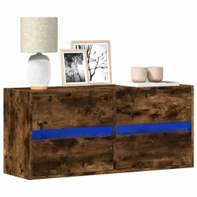 Mueble de TV de pared con luces LED roble ahumado 100x31x45 cm de , Muebles TV - Ref: Foro24-852296, Precio: 74,57 €, Descuen...