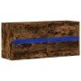 Mueble de TV de pared con luces LED roble ahumado 100x31x45 cm de , Muebles TV - Ref: Foro24-852296, Precio: 75,53 €, Descuen...