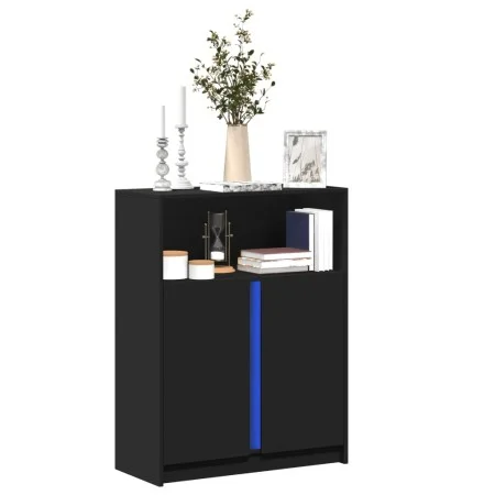Aparador con LED madera de ingeniería negro 77x34x100 cm de , Aparadores - Ref: Foro24-852146, Precio: 85,12 €, Descuento: %