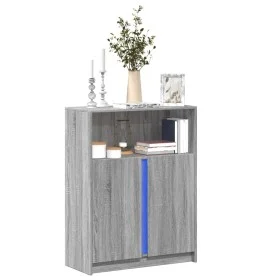 Aparador con LED madera de ingeniería gris Sonoma 77x34x100 cm de , Aparadores - Ref: Foro24-852150, Precio: 78,73 €, Descuen...