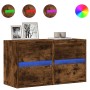 Muebles TV de pared luces LED 2 uds roble ahumado 41x31x45 cm de , Muebles TV - Ref: Foro24-852280, Precio: 98,17 €, Descuent...