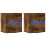 Muebles TV de pared luces LED 2 uds roble ahumado 41x31x45 cm de , Muebles TV - Ref: Foro24-852280, Precio: 98,17 €, Descuent...