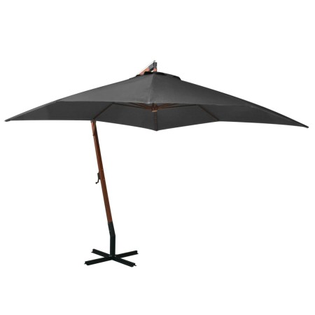 Sombrilla colgante con palo madera abeto gris antracita 3x3 m de vidaXL, Sombrillas - Ref: Foro24-313774, Precio: 141,00 €, D...
