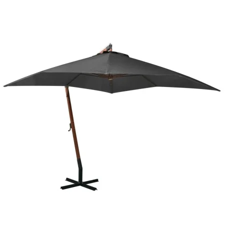 Sombrilla colgante con palo madera abeto gris antracita 3x3 m de vidaXL, Sombrillas - Ref: Foro24-313774, Precio: 138,52 €, D...