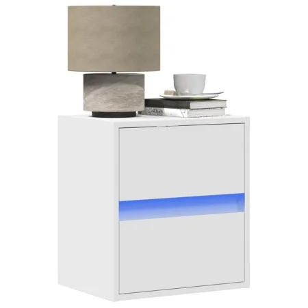 Mesitas de noche de pared con luces LED 2 unidades blanco de , Mesitas de noche - Ref: Foro24-3307962, Precio: 98,01 €, Descu...