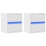 Mesitas de noche de pared con luces LED 2 unidades blanco de , Mesitas de noche - Ref: Foro24-3307962, Precio: 99,62 €, Descu...