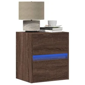 Mesitas de noche de pared con luces LED 2 unidades roble marrón de , Mesitas de noche - Ref: Foro24-3307974, Precio: 76,87 €,...