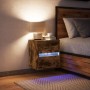 Mesita de noche de pared con luces LED roble ahumado de , Mesitas de noche - Ref: Foro24-3307969, Precio: 53,36 €, Descuento: %