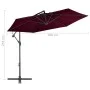 Sombrilla voladiza con palo de aluminio rojo burdeos 300 cm de vidaXL, Sombrillas - Ref: Foro24-313754, Precio: 98,13 €, Desc...