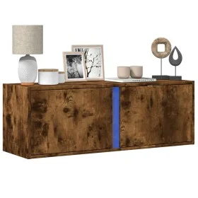Mueble de TV de pared con luces LED roble ahumado 100x31x35 cm de , Muebles TV - Ref: Foro24-852268, Precio: 59,01 €, Descuen...