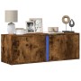 Mueble de TV de pared con luces LED roble ahumado 100x31x35 cm de , Muebles TV - Ref: Foro24-852268, Precio: 59,81 €, Descuen...