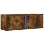 Mueble de TV de pared con luces LED roble ahumado 100x31x35 cm de , Muebles TV - Ref: Foro24-852268, Precio: 59,81 €, Descuen...