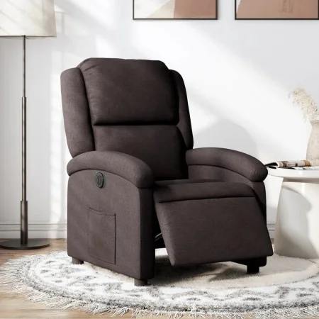 Sillón reclinable eléctrico tela marrón oscuro de , Sillones - Ref: Foro24-3204145, Precio: 242,94 €, Descuento: %