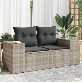 Sofá de jardín con cojines 2 plazas ratán sintético gris claro de , Sofás de exterior - Ref: Foro24-366187, Precio: 183,39 €,...
