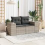Sofá de jardín con cojines 2 plazas ratán sintético gris claro de , Sofás de exterior - Ref: Foro24-366187, Precio: 183,39 €,...