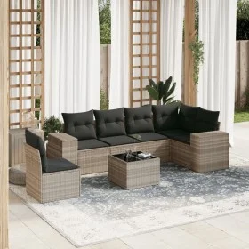 Set de sofás de jardín 7 pzas con cojines ratán PE gris claro de , Conjuntos de jardín - Ref: Foro24-3222641, Precio: 494,87 ...