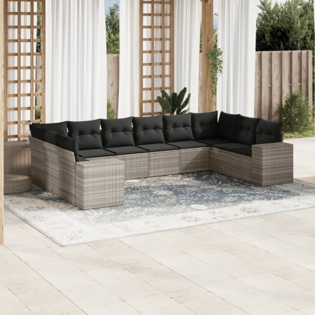 Set sofás jardín 10 pzas con cojines ratán sintético gris claro de , Conjuntos de jardín - Ref: Foro24-3223071, Precio: 716,5...