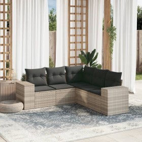 Set de sofás jardín y cojines 5 pzas ratán sintético gris claro de , Conjuntos de jardín - Ref: Foro24-3222551, Precio: 364,2...