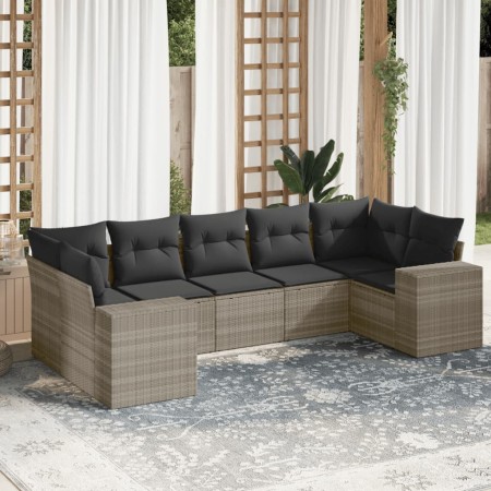 Set de sofás de jardín 7 pzas con cojines ratán PE gris claro de , Conjuntos de jardín - Ref: Foro24-3222991, Precio: 533,86 ...