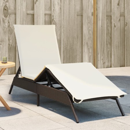 Tumbona con cojín ratán sintético marrón de , Tumbonas - Ref: Foro24-4002702, Precio: 146,87 €, Descuento: %