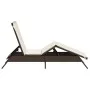Liegestuhl mit braunem Kunststoff-Rattankissen. von , Liegen - Ref: Foro24-4002702, Preis: 144,21 €, Rabatt: %