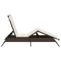 Tumbona con cojín ratán sintético marrón de , Tumbonas - Ref: Foro24-4002702, Precio: 146,87 €, Descuento: %