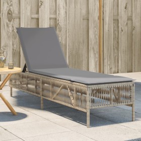 Tumbona con cojín ratán sintético beige de , Tumbonas - Ref: Foro24-4002740, Precio: 159,99 €, Descuento: %
