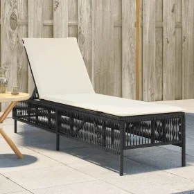 Tumbona con cojín ratán sintético negro de , Tumbonas - Ref: Foro24-4002737, Precio: 140,77 €, Descuento: %