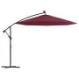Sombrilla voladiza con luces LED y poste acero rojo vino tinto de vidaXL, Sombrillas - Ref: Foro24-313780, Precio: 121,18 €, ...
