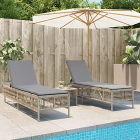 Tumbonas con mesita 2 unidades ratán sintético beige de , Tumbonas - Ref: Foro24-4002749, Precio: 283,97 €, Descuento: %