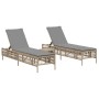 Tumbonas con mesita 2 unidades ratán sintético beige de , Tumbonas - Ref: Foro24-4002749, Precio: 313,15 €, Descuento: %
