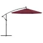 Sombrilla voladiza con luces LED y poste acero rojo vino tinto de vidaXL, Sombrillas - Ref: Foro24-313780, Precio: 121,18 €, ...