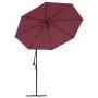 Sombrilla voladiza con luces LED y poste acero rojo vino tinto de vidaXL, Sombrillas - Ref: Foro24-313780, Precio: 121,18 €, ...