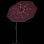 Sombrilla voladiza con luces LED y poste acero rojo vino tinto de vidaXL, Sombrillas - Ref: Foro24-313780, Precio: 121,18 €, ...