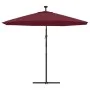Sombrilla voladiza con luces LED y poste acero rojo vino tinto de vidaXL, Sombrillas - Ref: Foro24-313780, Precio: 121,18 €, ...