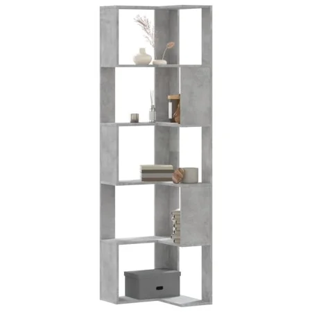 Estantería esquina 5 niveles madera gris hormigón 50x50x179 cm de , Librerías y estanterías - Ref: Foro24-852585, Precio: 81,...