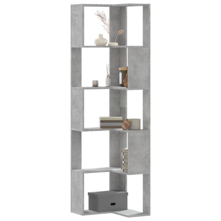 Estantería esquina 5 niveles madera gris hormigón 50x50x179 cm de , Librerías y estanterías - Ref: Foro24-852585, Precio: 82,...